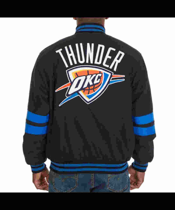 Oklahoma City Thunder Striped Varsity Navy Wool Jacket