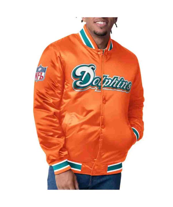 Miami Dolphins Closer Aqua/Orange Satin Jacket