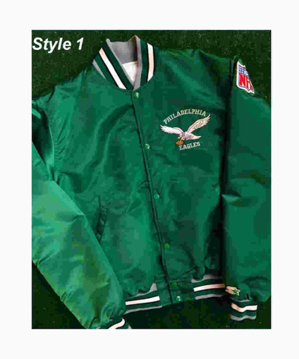 90’s Philadelphia Eagles Green Satin Bomber Jacket