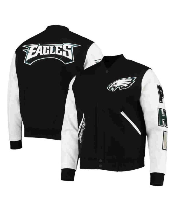 Philadelphia Eagles Logo Black and White Letterman Jacket