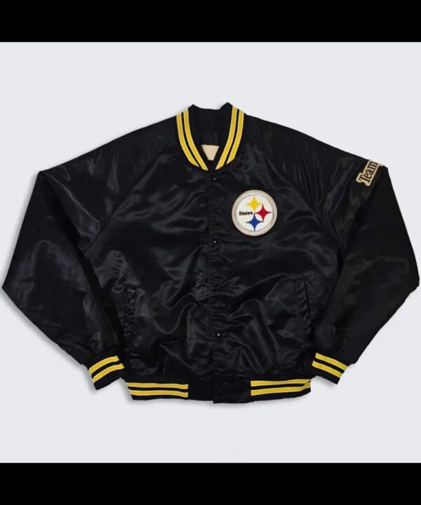 80’s Pittsburgh Steelers Bomber Black Satin Jacket