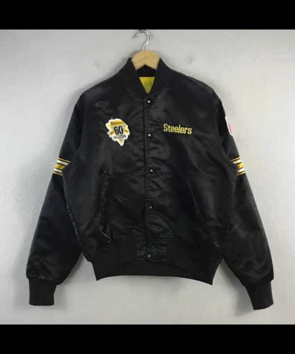 90’s Pittsburgh Steelers Bomber Black Satin Jacket