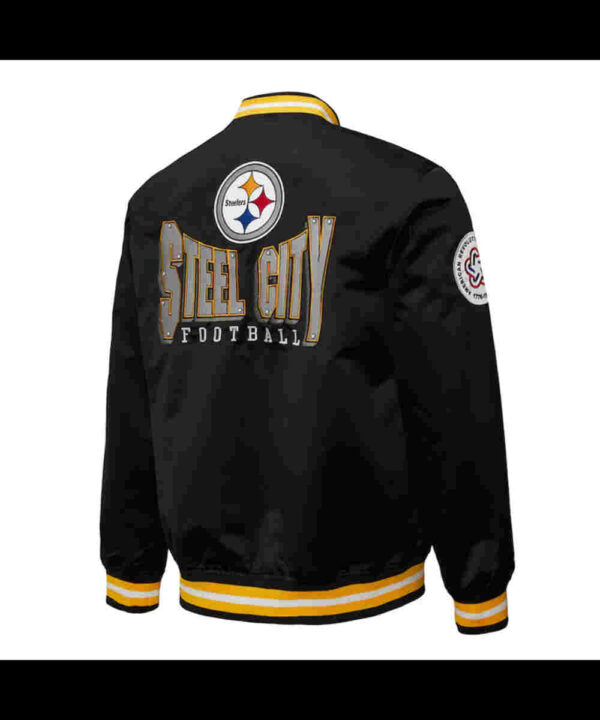 Pittsburgh Steelers Double Down Black Satin Jacket