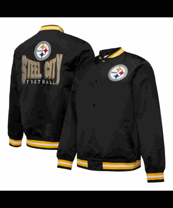 Pittsburgh Steelers Double Down Black Satin Jacket