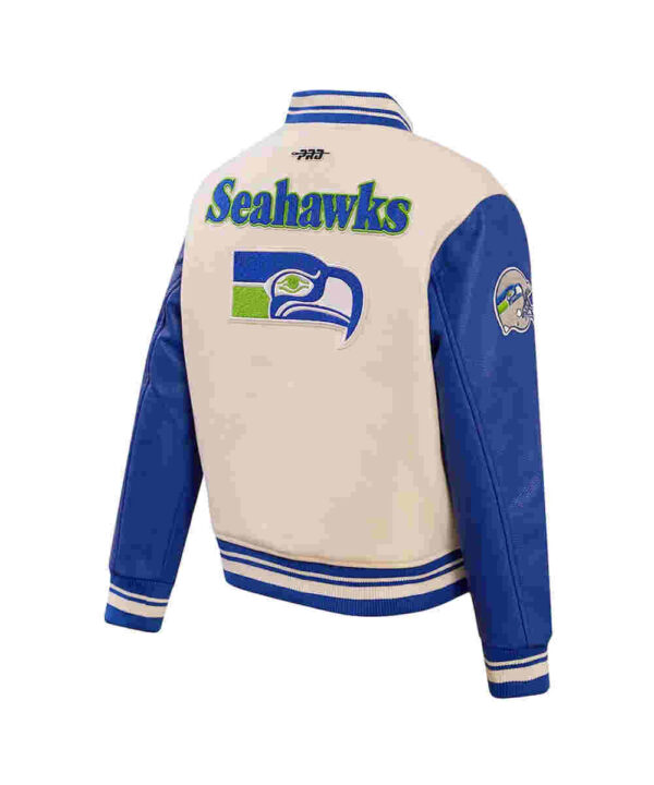 Cream Seattle Seahawks Retro Classic Full-Zip Varsity Jacket