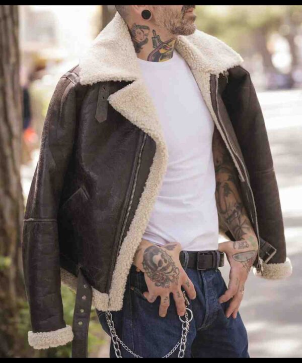 Rocky Balboa Sylvester Stallone Shearling Leather Jacket