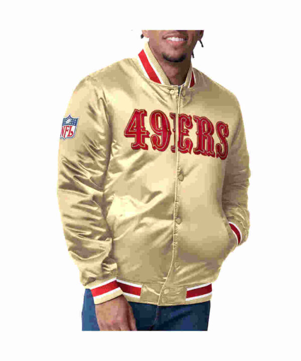San Francisco 49ers Closer Scarlet/Gold Satin Jacket
