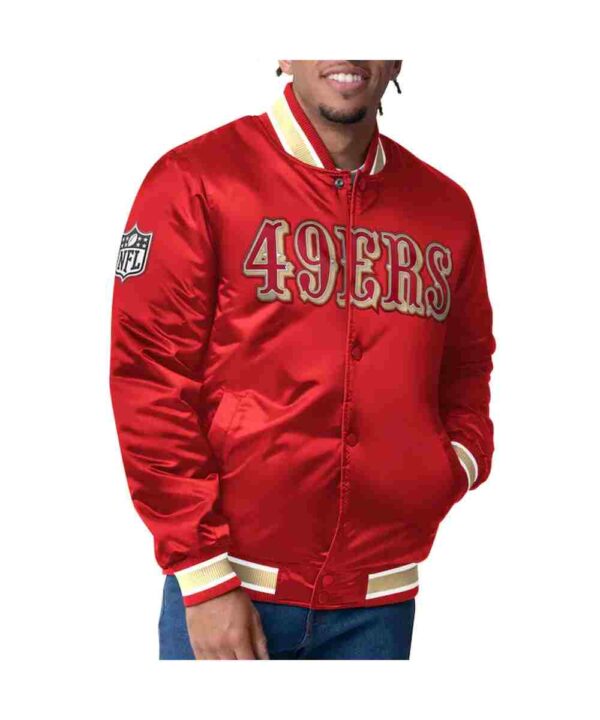 San Francisco 49ers Closer Scarlet/Gold Satin Jacket