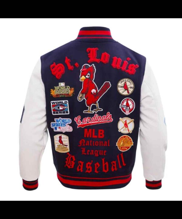 St. Louis Cardinals Old English Navy and White Varsity Jacket
