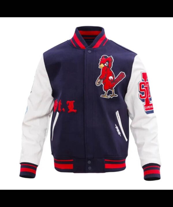 St. Louis Cardinals Old English Navy and White Varsity Jacket