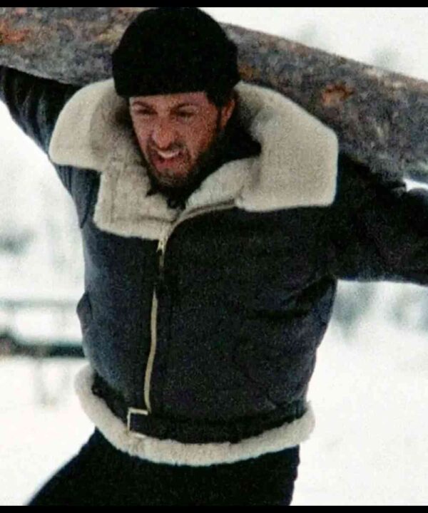 Rocky Balboa Sylvester Stallone Shearling Leather Jacket