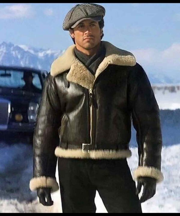 Rocky Balboa Sylvester Stallone Shearling Leather Jacket
