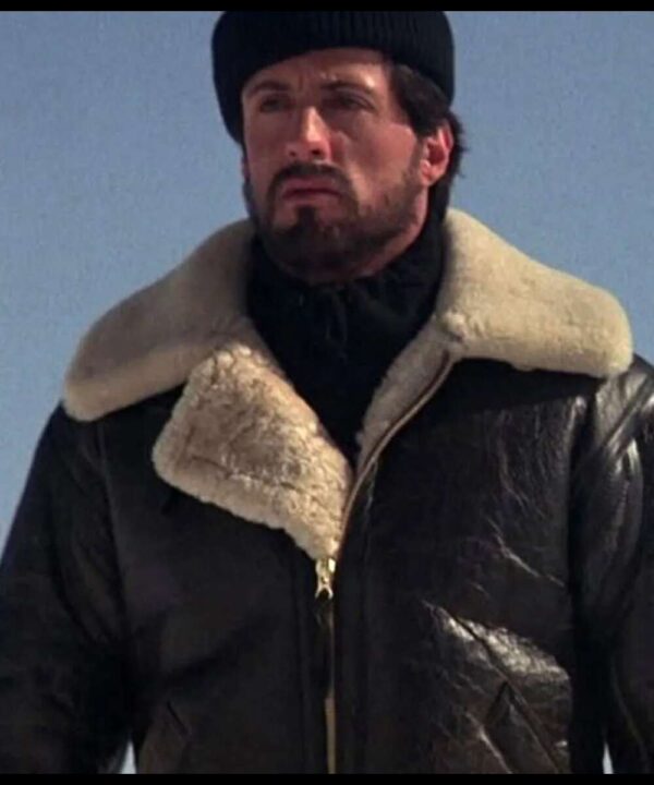 Rocky Balboa Sylvester Stallone Shearling Leather Jacket