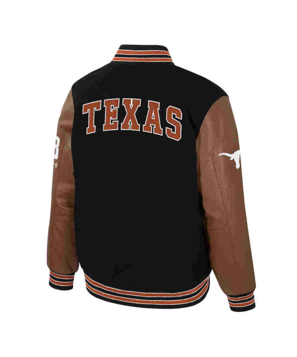 Texas Longhorns Black and Brown Letterman Jacket