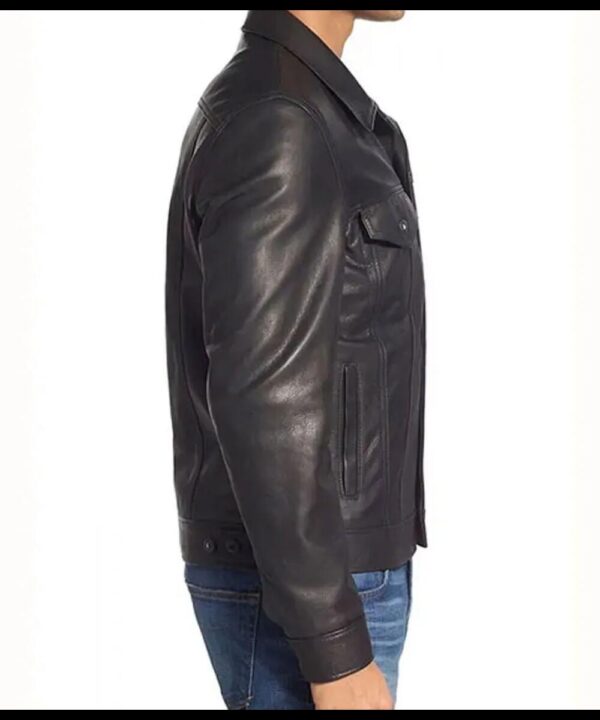 Uncharted Movie Tom Holland Black Leather Jacket