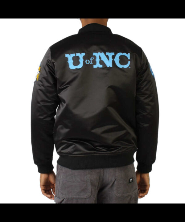 University of North Carolina Black Satin Bomber Jacket