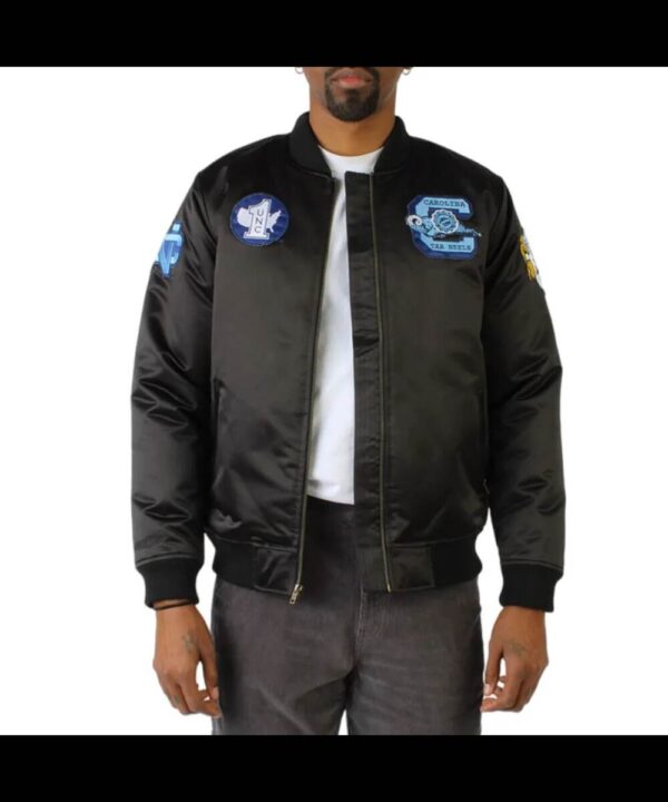 University of North Carolina Black Satin Bomber Jacket