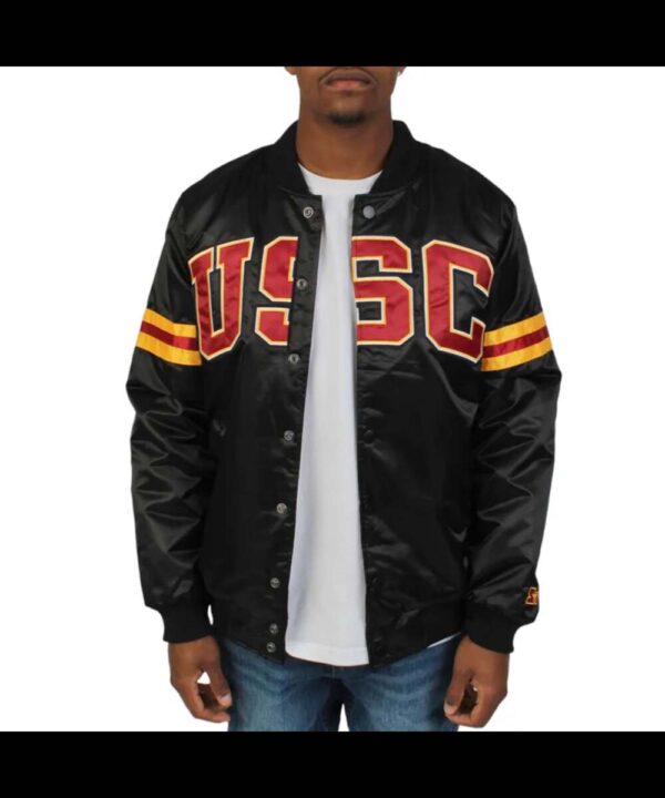 USC Trojans Striped Black Satin Jacket