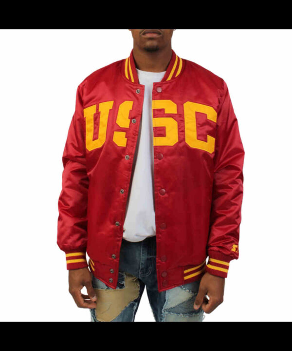 USC Trojans Varsity Red Satin Jacket