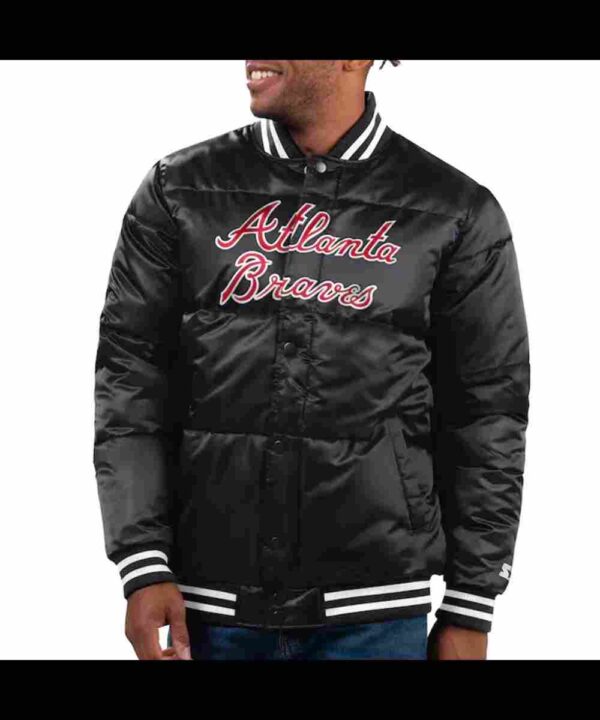 Atlanta Braves Puffer Black Satin Jacket