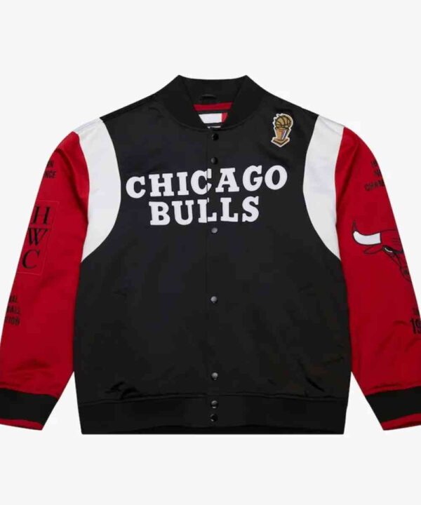 Chicago Bulls Team Origins Black and Red Satin Jacket