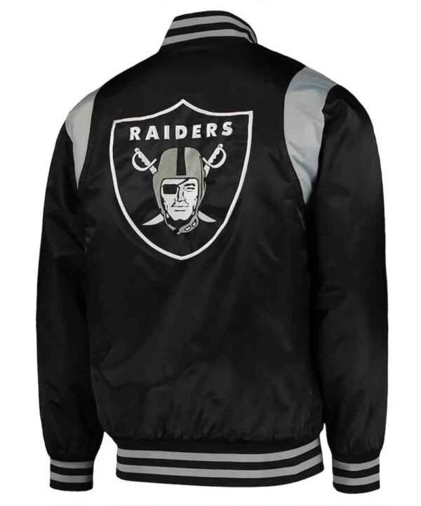 Black/Silver Las Vegas Raiders Prime Time Varsity Satin Jacket