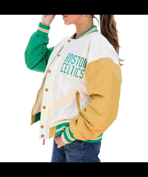 Boston Celtics Color Block Bomber Full-Snap Jacket