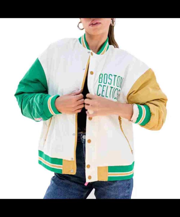 Boston Celtics Color Block Bomber Full-Snap Jacket
