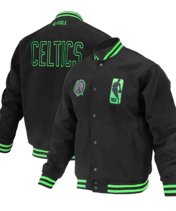 Boston Celtics Logoman Shadow Black Varsity Jacket