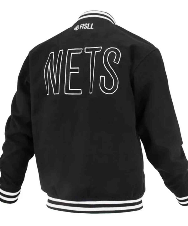 Brooklyn Nets Logoman Shadow Black Varsity Jacket