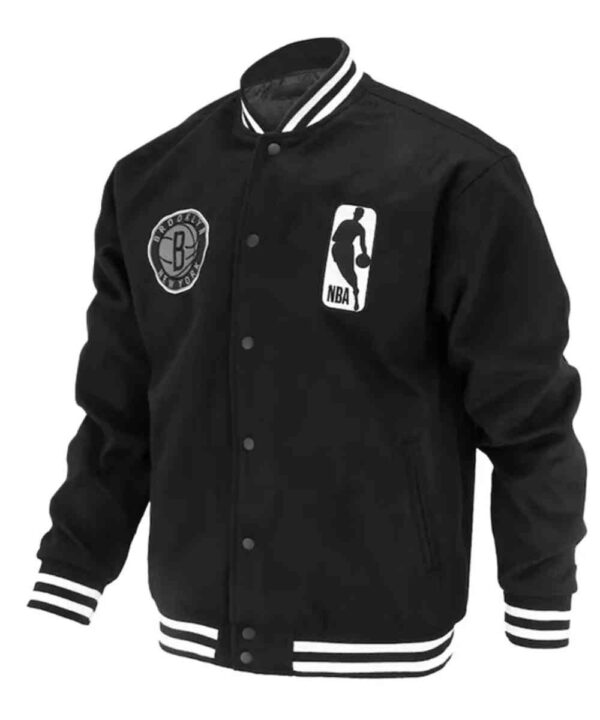 Brooklyn Nets Logoman Shadow Black Varsity Jacket