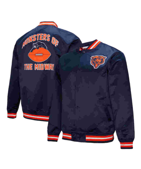 Chicago Bears Double Down Navy Satin Jacket