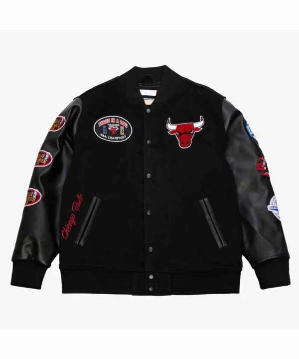 Chicago Bulls Black Out Vintage Logo Varsity Jacket