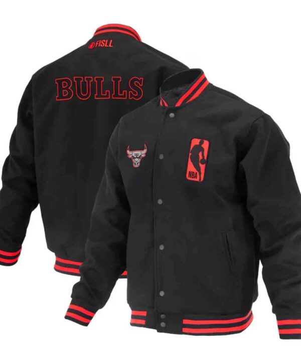 Chicago Bulls Logoman Shadow Black Varsity Jacket