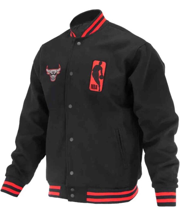 Chicago Bulls Logoman Shadow Black Varsity Jacket