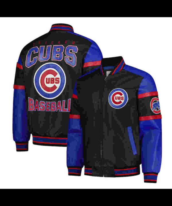 Chicago Cubs Black and Blue Varsity Leather Jacket