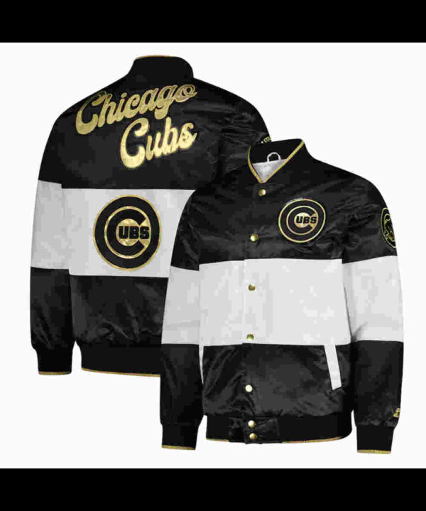 Chicago Cubs Black and White Satin Jacket