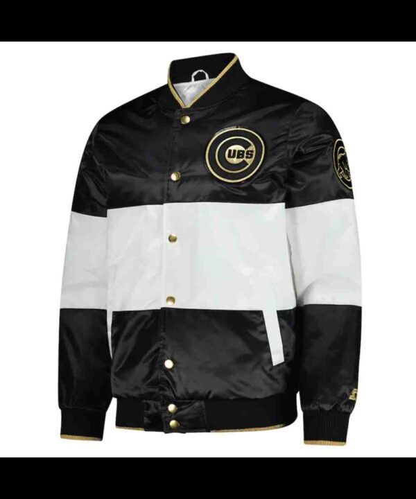 Chicago Cubs Black and White Satin Jacket