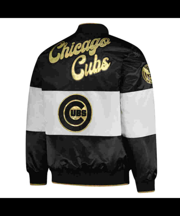 Chicago Cubs Black and White Satin Jacket