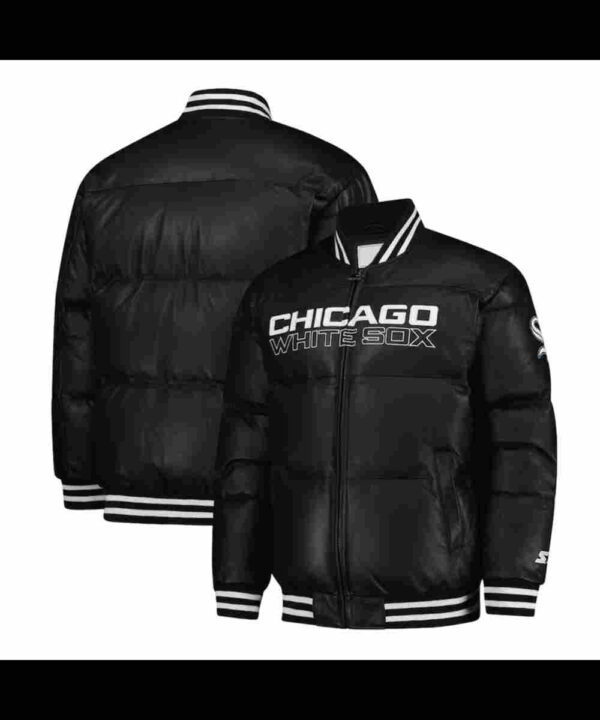 Chicago White Sox Puffer Black Satin Jacket