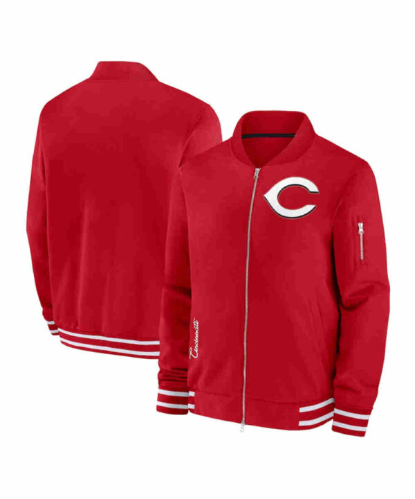 Cincinnati Reds Full-Zip Red Bomber Jacket