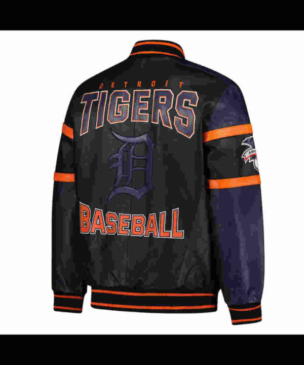 Detroit Tigers Black and Navy Varsity Leather Jacket