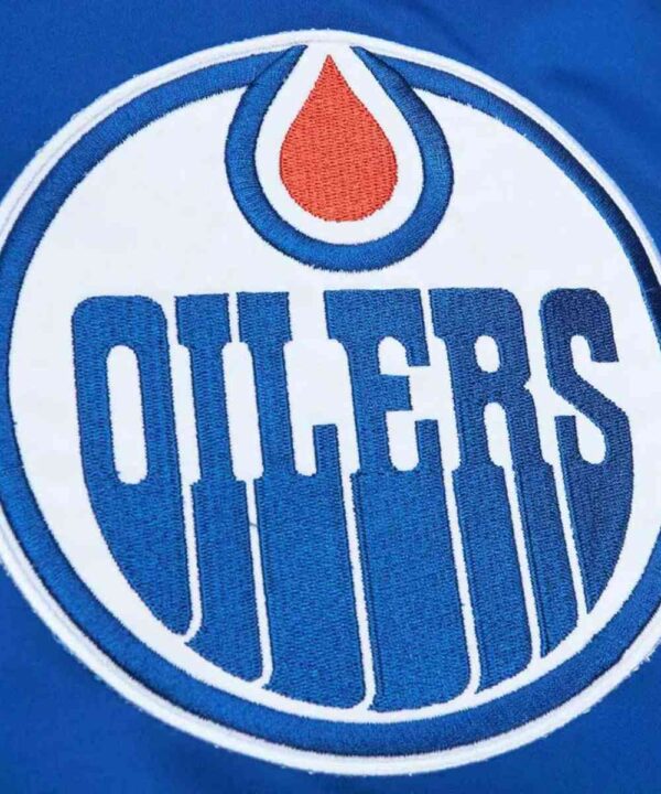 Edmonton Oilers Heavyweight Blue Satin Jacket