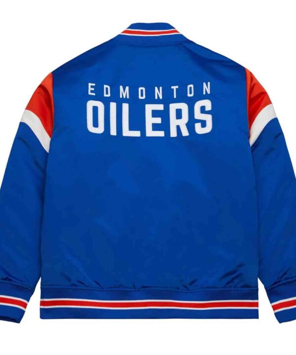 Edmonton Oilers Heavyweight Blue Satin Jacket