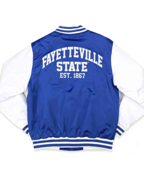 Fayetteville State Royal and White Baseball Jacket
