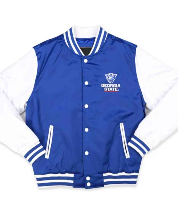 Georgia State University Royal and White Baseball Jacket