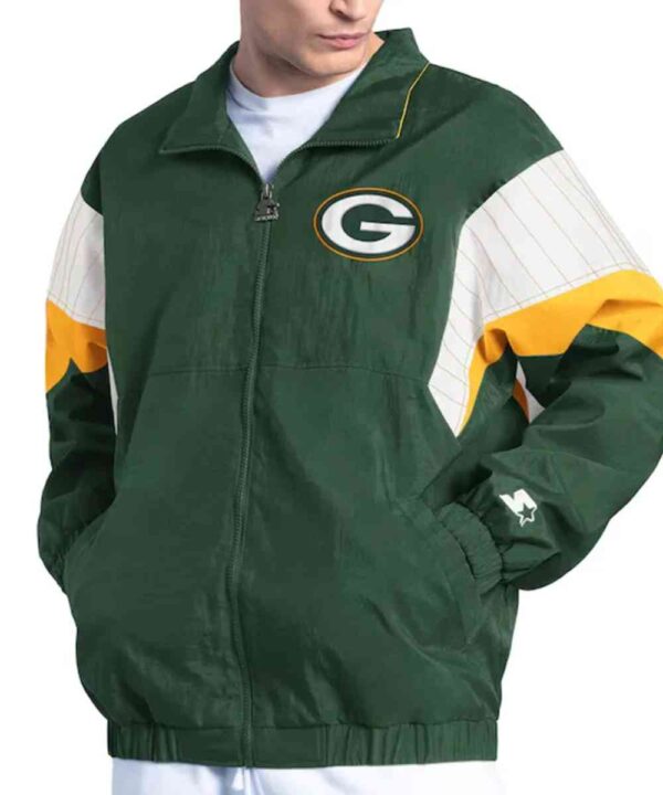 Green Bay Packers Yard Line Green Full-Zip Jacket