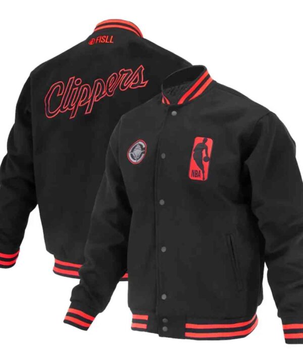 LA Clippers Logoman Shadow Black Varsity Jacket