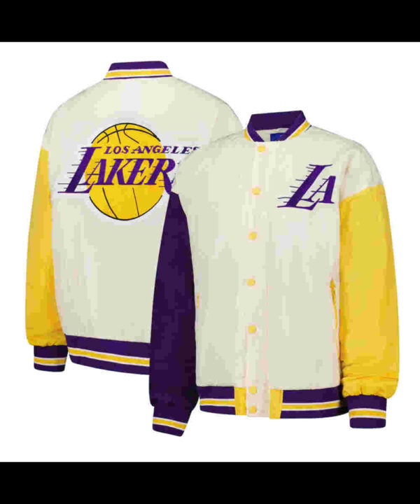 LA Lakers Color Block Bomber Full-Snap Jacket