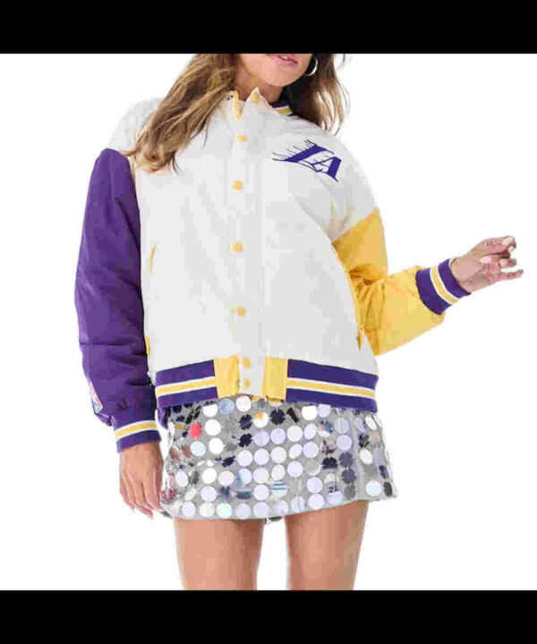 LA Lakers Color Block Bomber Full-Snap Jacket
